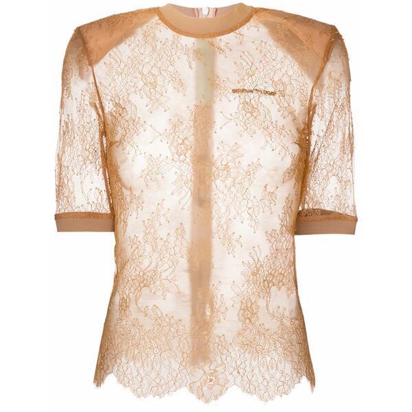 オフホワイト レディース シャツ トップス Lace detailed top Neutrals|asty