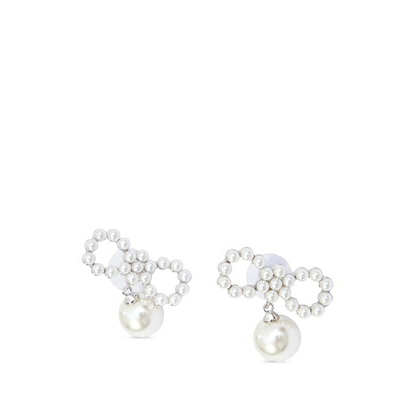セルフ・ポートレイト レディース ピアス&イヤリング アクセサリー White pearl bow earrings Silver|asty