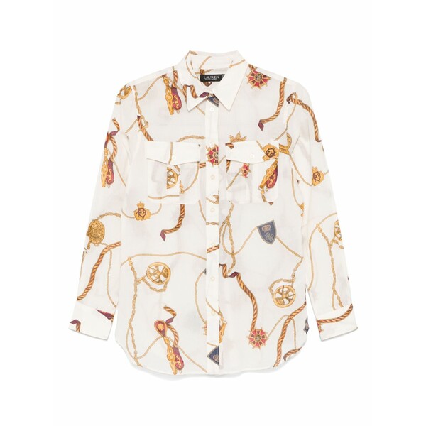 ラルフローレン レディース シャツ トップス Nautical-print shirt Neutrals|asty