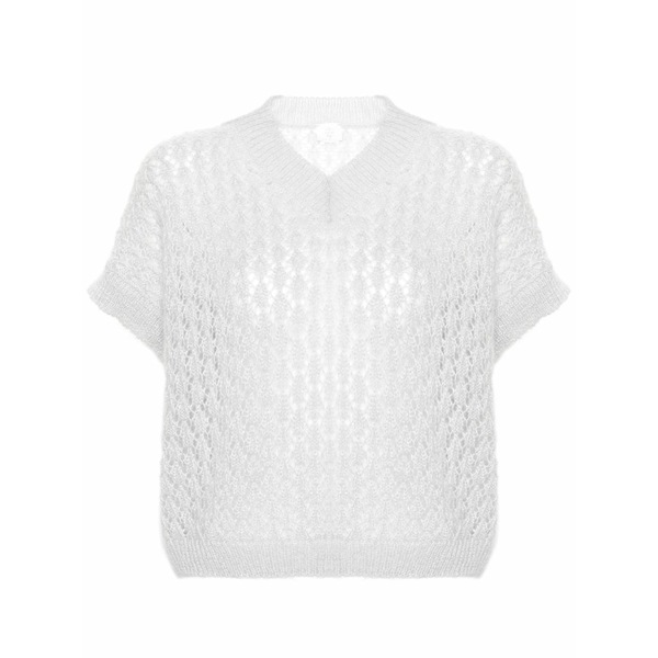 イレブンティ レディース Tシャツ トップス V-neck knitted top Grey｜asty
