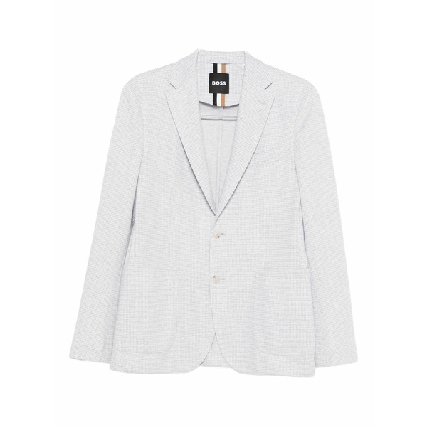 ボス メンズ ジャケット＆ブルゾン アウター Checked cotton-blend jacket Grey｜asty 59,280円