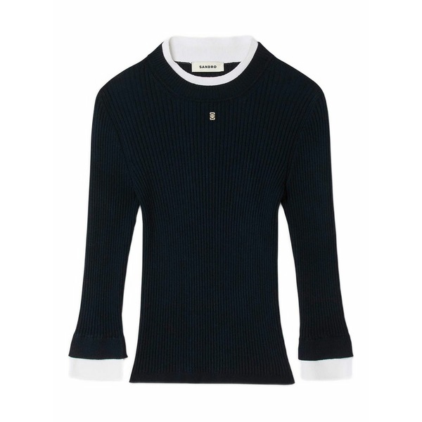 沙子ロ レディース プルオーバー トップス Long-sleeve ribbed t-shirt Blue