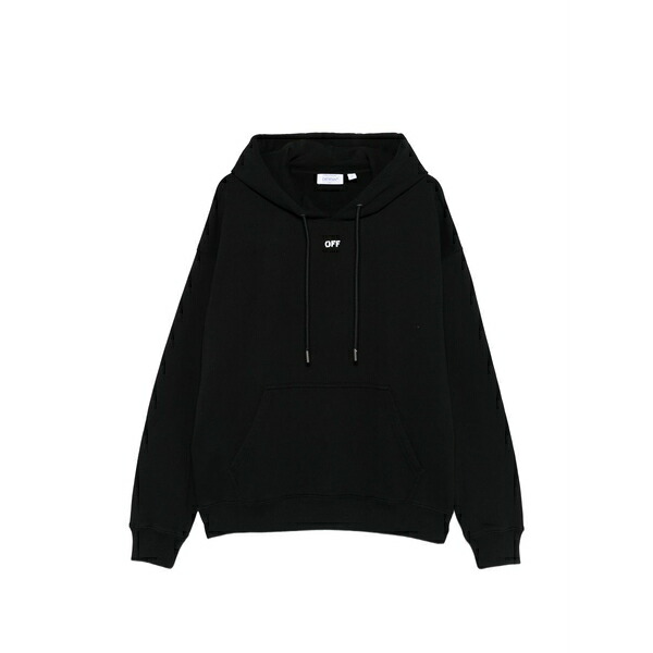 オフホワイト メンズ パーカー・スウェットシャツ アウター Drawstring hoodie Black｜asty