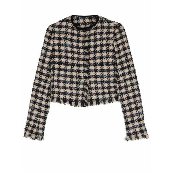 フォルテ フォルテ レディース 上衣＆上衣 アウター Cropped tweed jacket Blue