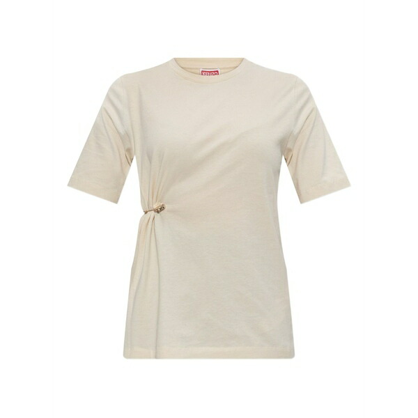 ケンゾー レディース プルオーバー トップス Safety pin-detail gathered t-shirt Neutrals