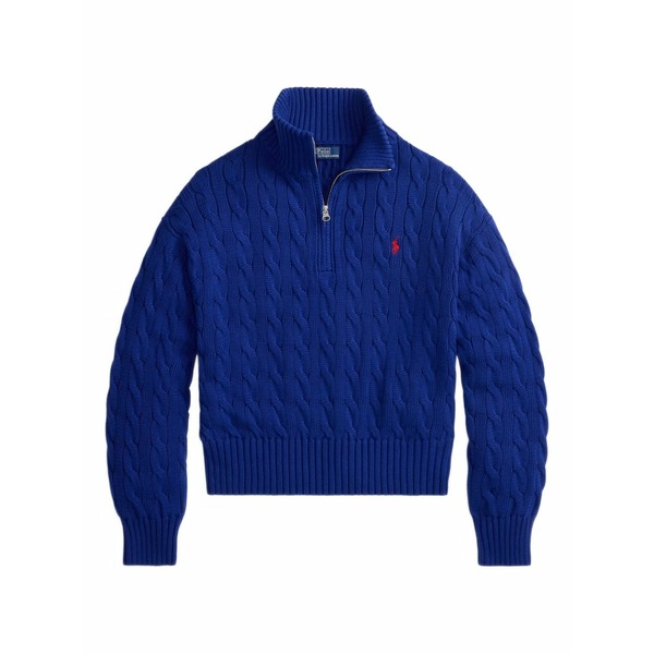 ラルフローレン レディース ニット&セーター アウター Cable-knit quarter-zip sweater Blue｜asty