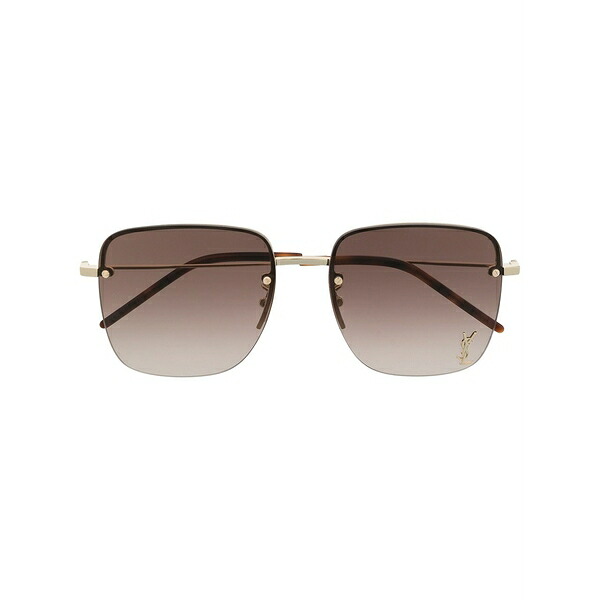 サンローラン アイウェア メンズ サングラス・アイウェア アクセサリー Logo-plaque tinted sunglasses Gold|asty