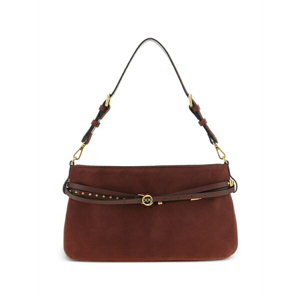 ピンコ レディース ショルダーバッグ 御徒面子 Medium belt suede shoulder bag Red