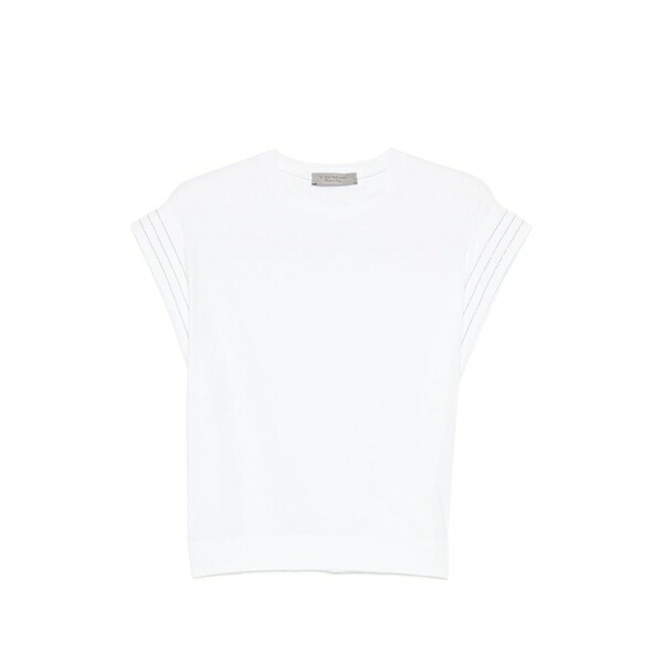 ディー・エクステリア レディース Tシャツ トップス Stripe-sleeve t-shirt White｜asty 38,870円