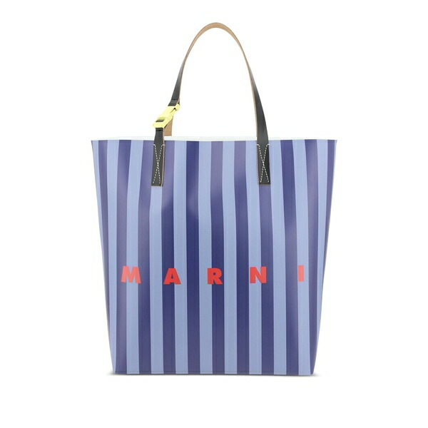 マルニ メンズ トートバッグ 御徒面子 Striped tote bag Blue