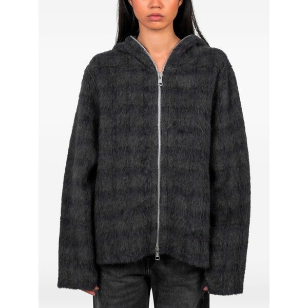 アワーレガシー レディース パーカー・スウェットシャツ アウター Checkedzip-up hoodie Grey