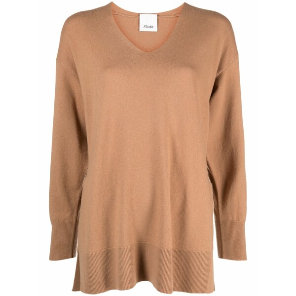 アリュード レディース 編み物\u0026スウェーター アウター V-neck long-sleeve jumper Brown