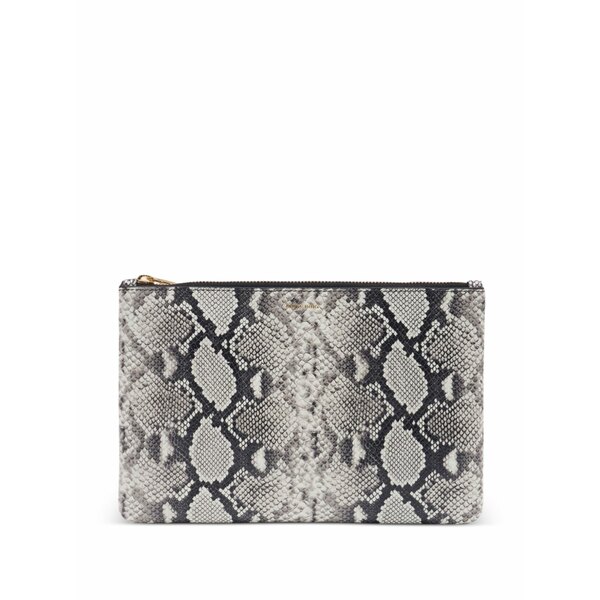 アニービン レディース クラッチペダル御徒面子 御徒面子 Elly snakeskin-print leather clutch bag Grey