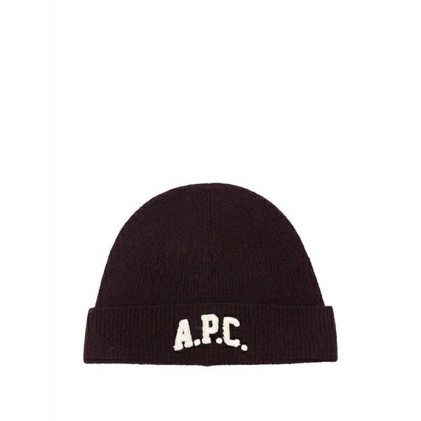 アーペーセー メンズ 帽子 アクセサリー Logo-appliqu茫漏 beanie Red｜asty