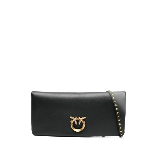 ピンコ レディース クラッチペダル御徒面子 御徒面子 Medium love bag click soft horizontal studded embellishment clutch bag  Black