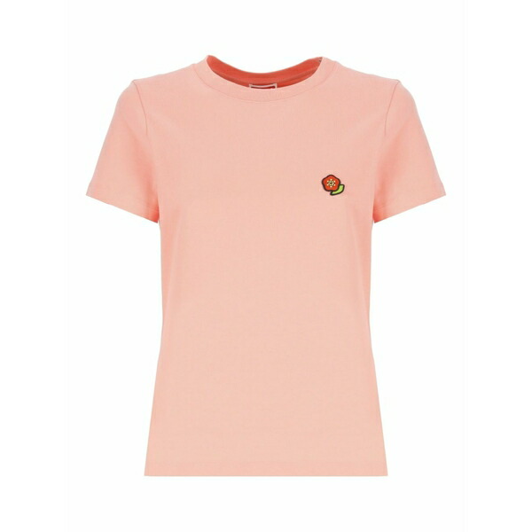 ケンゾー レディース プルオーバー トップス Logo-embroidered cotton t-shirt Pink