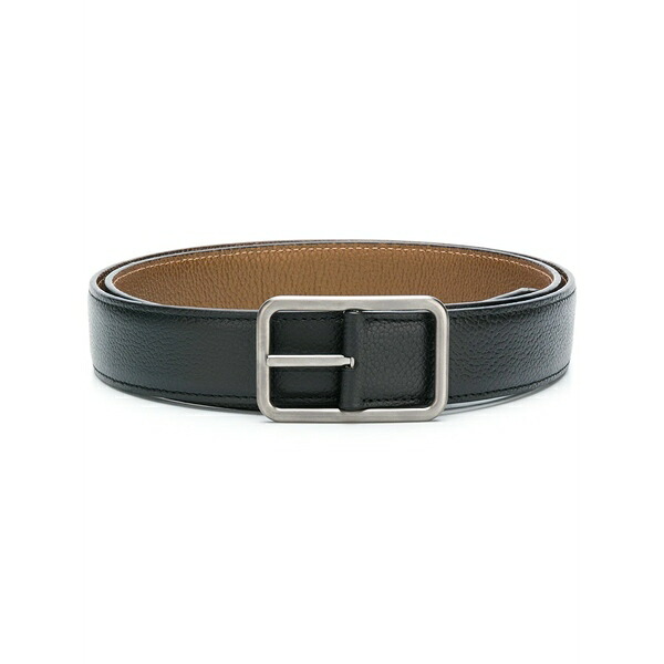 ランバン メンズ 三尺帯 付属物 Pebbled leather belt Black