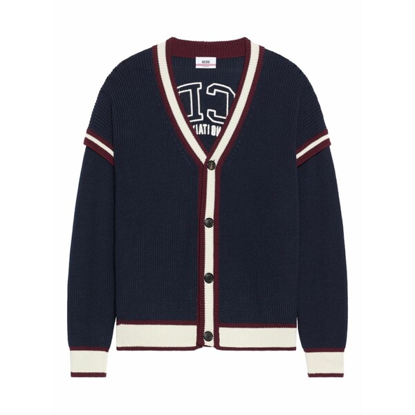 ジーシーディーエス メンズ カーディガン アウター Striped-detail buttoned cardigan Blue｜asty 47,880円