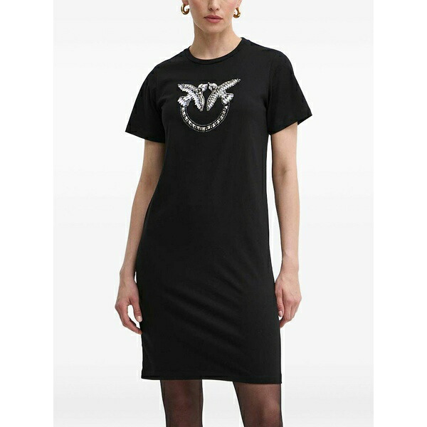 ピンコ レディース ワンピース トップス Embellished graphic mini dress Black｜asty 33,670円