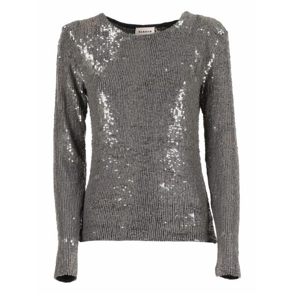 パロッシュ レディース スポーツシャツ トップス Sequin-embellished long-sleeve t-shirt Grey