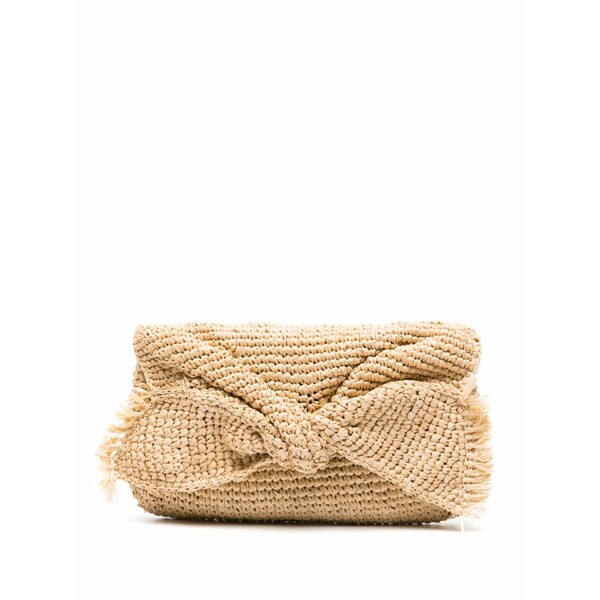 アニヤハインドマーチ レディース クラッチバッグ バッグ Bow raffia clutch bag Neutrals｜asty