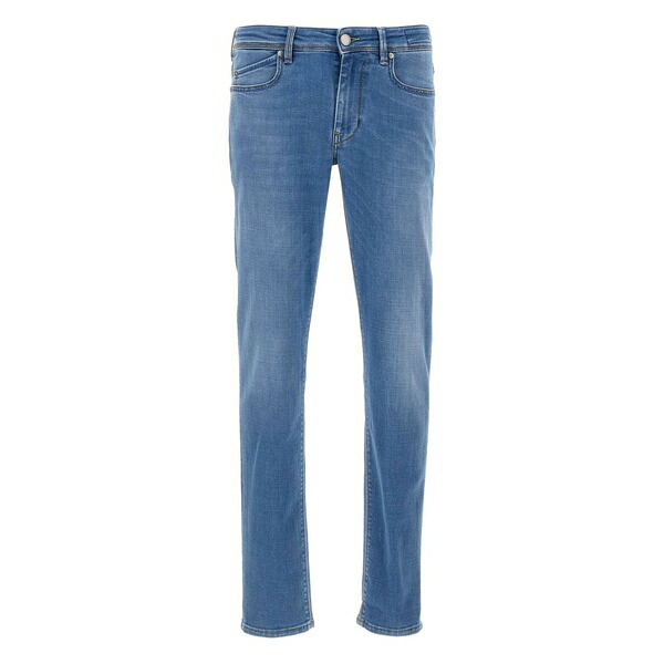 レアッシュ メンズ デニムパンツ ボトムス Five-pocket logo-patch jeans Blue|asty