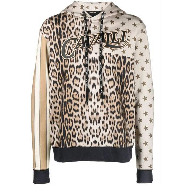 ロベルトカヴァリ メンズ パーカー・スウェットシャツ アウター Animal-print hoodie Neutrals