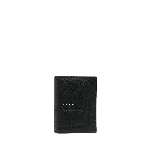 マルニ メンズ 銭入れ 添え物 Logo-print leather wallet Black