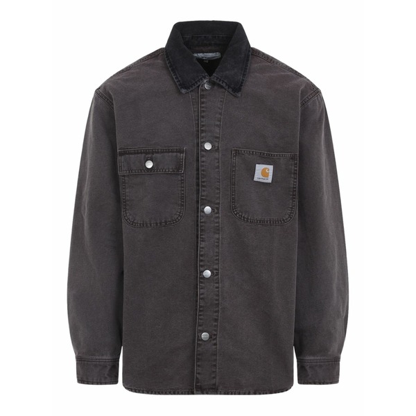 鉄道車両ハート型 メンズ 上衣＆上衣 アウター Corduroy-collar pocket jacket Black