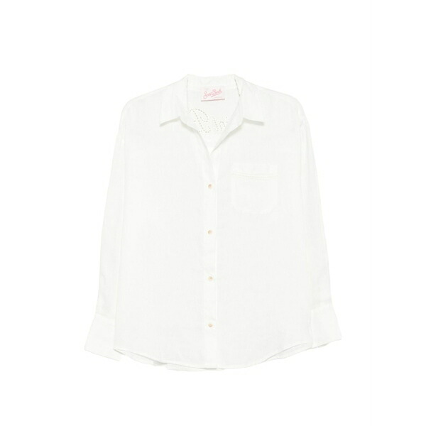 エムシーツーセイントバース レディース プルオーバー トップス Logo-embroidered button-up shirt White