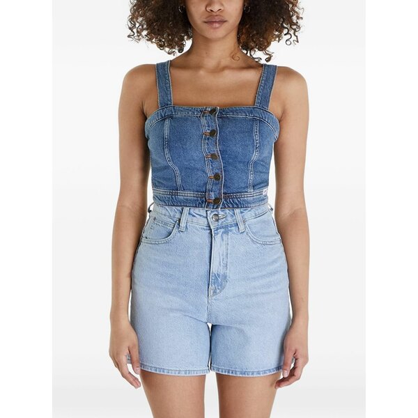 ロバート・エドワード・リー レディース カットソー トップス First rainfall panelled button-front tank top Blue