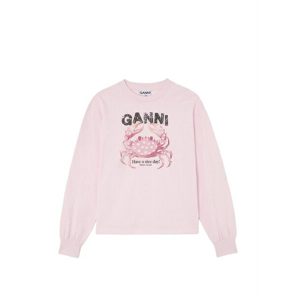 ガニー レディース ティーシャツ トップス Crab-print long-sleeve t-shirt Pink