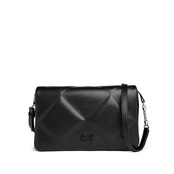 カルバンクライン レディース ショルダーバッグ 御徒面子 Quilted chain-strap shoulder bag Black
