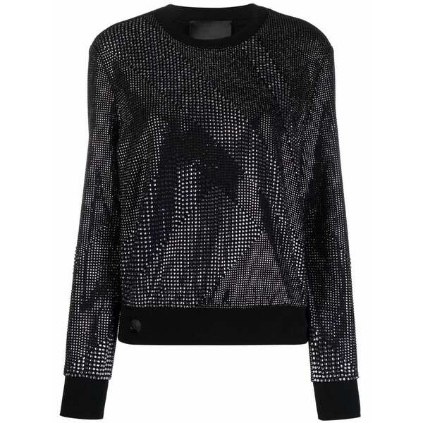 フィリップ飾り気の無い レディース 編み物\u0026スウェーター アウター Crystal-embellished cotton sweatshirt Black