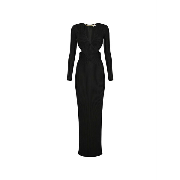 エリザベスフランキ レディース 衣裳 トップス V-neck knitted maxi dress Black