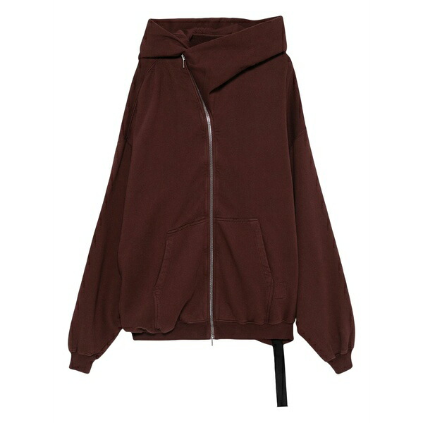 リックオウエンス レディース パーカー・スウェットシャツ アウター Zip-up hoodie Red