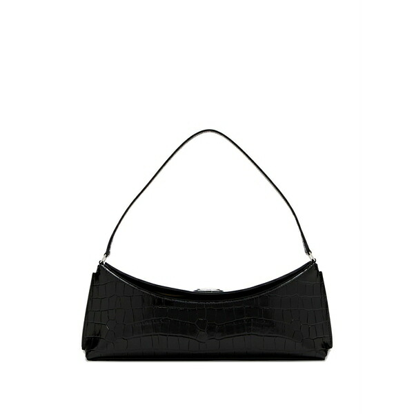 ジャクエムス レディース ショルダーバッグ 御徒面子 The ovalo crocodile-embossed shoulder bag Black