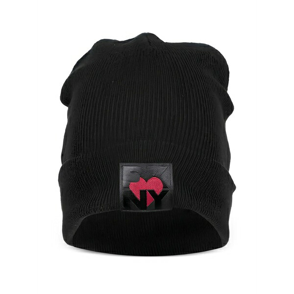 ダナ キャラン ニューヨーク州 レディース 鳥打ち帽 付属物 Logo-patch beanie hat Black