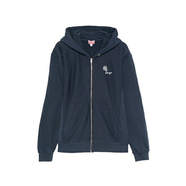 ケンゾー メンズ パーカー・スウェットシャツ アウター Floral-print zip-up hoodie Blue