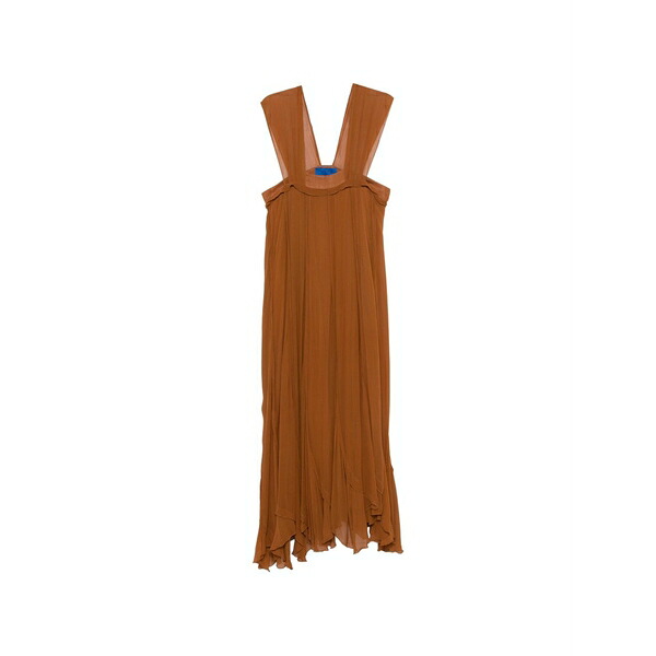 メドモワゼル レディース 衣裳 トップス V-neck pleated dress Brown