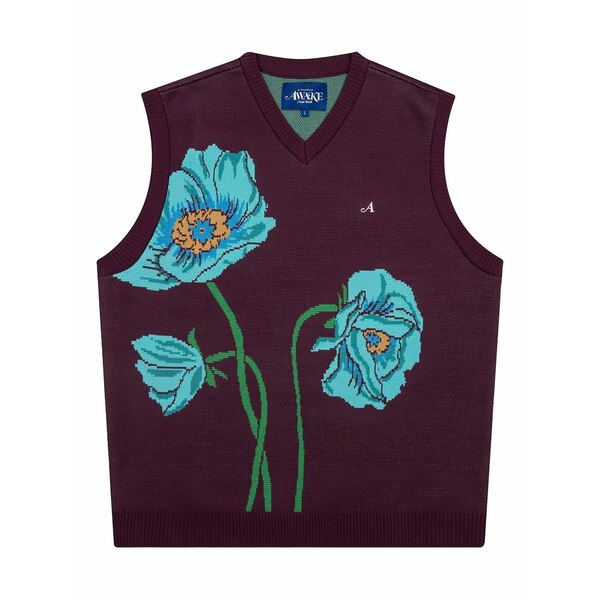 アウェイクニューヨーク メンズ 編み物\u0026プルオーバー アウター Floral-intarsia sweater vest Red