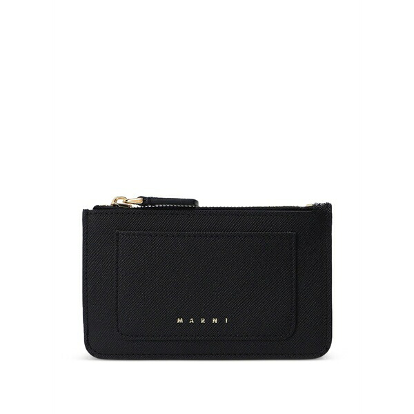 マルニ レディース 銭入れ 添え物 Logo-print zipped card holder Black