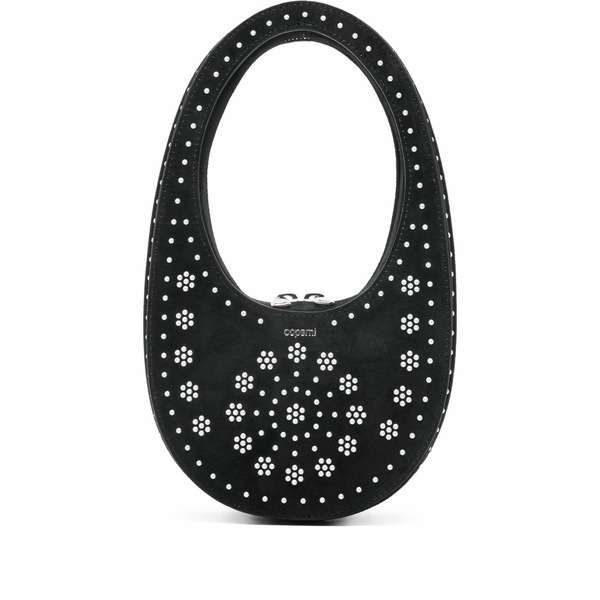 コペルニ レディース ハンドバック 御徒面子 Mini swipe floral-stud tote bag Black