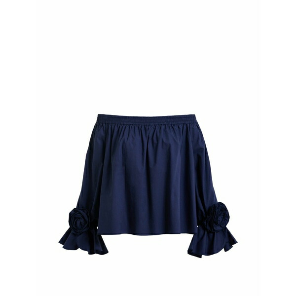 エッセンシャルアントワープ レディース プルオーバー トップス Rosette-embellished off-shoulder blouse Blue