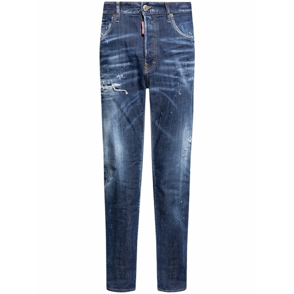 ディースクエアード メンズ ジーンズズボン下 ボトムス Distressed straight-leg jeans Blue