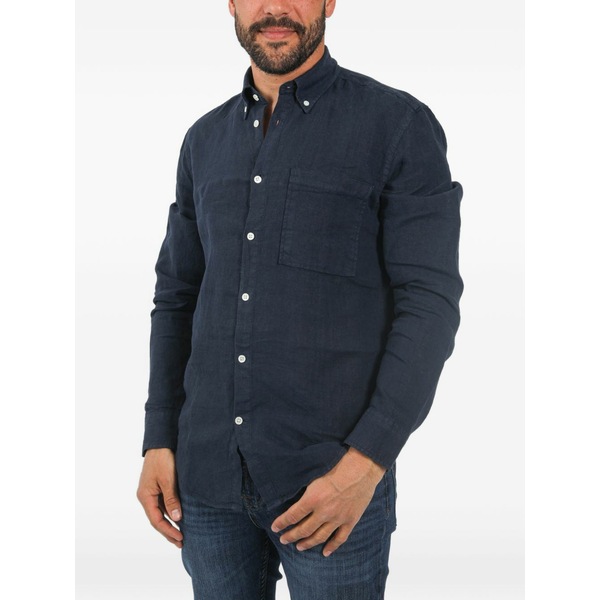 エヌエヌ77 メンズ プルオーバー トップス Pocket linen shirt Blue