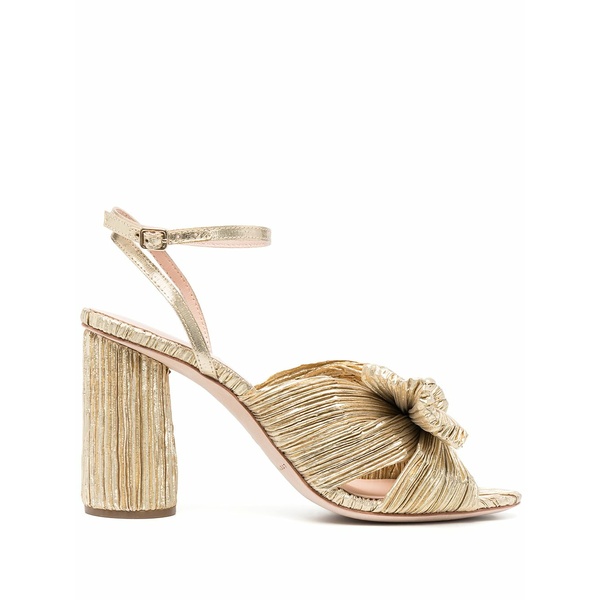 ロフラー 幽客ダル レディース サンダル シューズ Camellia pleated leather sandals Gold