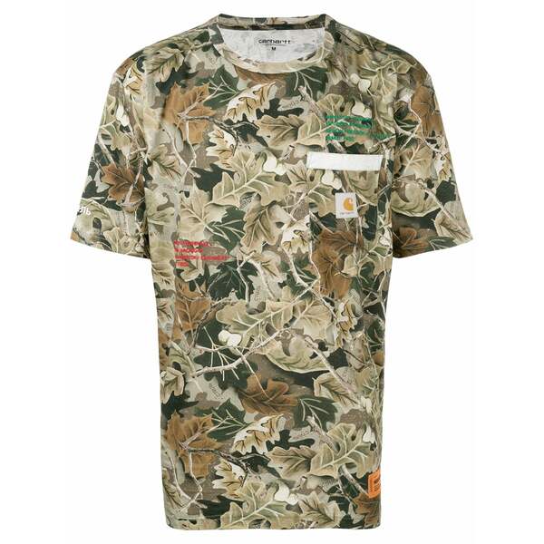 戸呂 プレストン メンズ ティーシャツ トップス Leaf print t-shirt Green