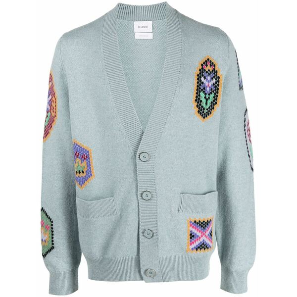 バリー メンズ ジレー アウター Scottish symbols intarsia-knit cardigan Blue