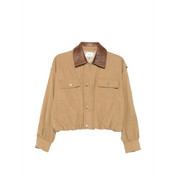 ひな形 レディース 上衣＆上衣 アウター Leather-collar jacket Brown